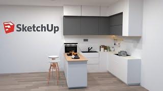 Sketchup tutorial interior design ( Kitchen) 2021 | How To Make Modular Kitchen SketchUp interior