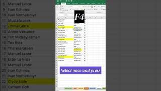 Excel Magic Trick #14 | Repeat Action F4 | yt shorts