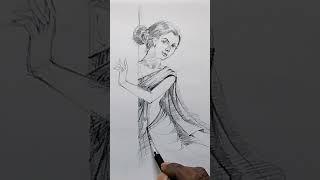Draw A Beautiful village lady | sketching easy