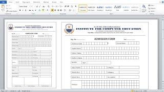 How to create admission form in ms Word | Microsoft Word tutorial