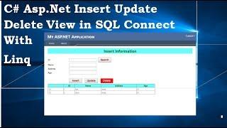 Asp.Net c# || Insert Update Delete and View With Sql Server Database connect linq