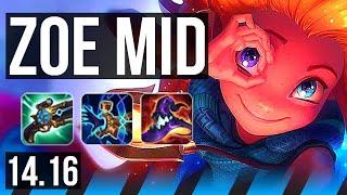 ZOE vs IRELIA (MID) | 14/2/6, 1000+ games, Dominating | EUW Master | 14.16