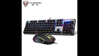 Gaming Keyboard and Mouse Set with Rainbow Backlight for Desktop Blue Switch Mechanical Keyboard