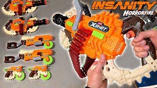 NERF ZOMBIES - XSHOT INSANITY HORRORFIRE BLASTERS! | Dread Hammer, Doomsday,  and Reaper X