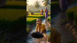 Cute baby falls into a pit and is saved by the rescue team  #ai #baby