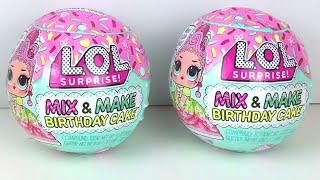 LOL Surprise Mix and Make Birthday Cake  DIY Cake Dress Crafts Mini Dolls  Unboxing & Review