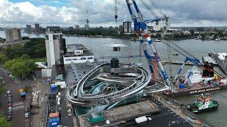 MAD's huge steel Tornado installed on Fenix Museum in Rotterdam