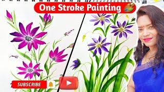 Aesthetic Painting ||One Stroke Flower painting|Drawing Tricks&Techniques|#art#painting#viral #craft