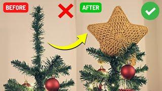 Crochet star tree topper! Crochet Christmas Decorations 