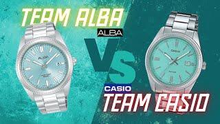 NEW ALBA LIGHT BLUE  PATTERN DIAL VERSUS CASIO MTP1302 TIFFANY