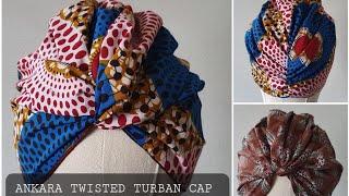 1/2YARD ANKARA PRINT TWISTED TURBAN CAP/NON STRETCH MATERIAL