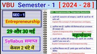 SEC 1 Entrepreneurship Semester 1 Important Question long Video l udhmi ki avdharna ko samjhaie vbu