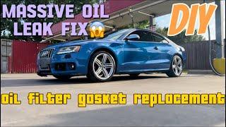 MUST SEE!! MY AUDI HAD A MASSIVE OIL LEAK!! | HERES WHAT I DID TO FIX IT! | OIL FILTER GASKET