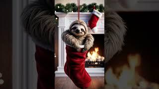 Cozy nights with a Christmas story  #christmas #xmas #sloth #cute #cozy #babysloth #shorts