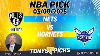 Brooklyn Nets vs Charlotte Hornets 3/8/25 NBA Pick Today