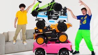 Kaden & Eric’s Magic Ride-On Car Mystery & Cleanup Mission! 