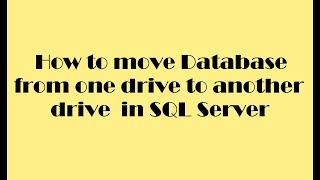 How to move user database from one drive to another drive