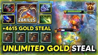 UNLIMITED GOLD STEAL MID Bounty Hunter 28Kills With Crazy Attack Speed Build + 4615GS 7.37d DotA 2