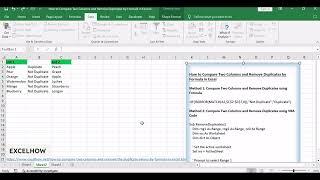 How to Compare Two Columns and Remove Duplicates by Formula in Excel