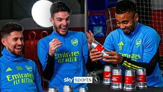 Arsenal trio Jesus, Rice and Jorginho take on hilarious cup stacking challenge! 