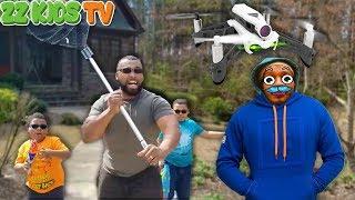 Drone Master Captured or Is He?  (Family Vlog Spy Skit With ZZ Kids TV)