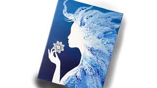 BEAUTIFUL Ice Woman Painting in 30 Seconds! | AB Creative Pouring #shorts
