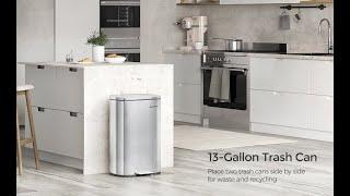 SONGMICS 13 Gallon Trash Can | Stainless Steel Kitchen Garbage Can | Waste Bin #wastebin #recycling