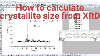 How to calculate crystallite size from XRD data using origin/ Crystallite size calculation