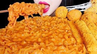 ASMR CHEESY CARBO FIRE NOODLE, MOZZARELLA CHEESE STICKS EATING SOUNDS MUKBANG