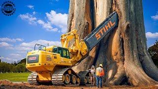 Extreme Dangerous Fastest Big Chainsaw Cutting Tree Machines | Monster Stump Removal Excavator