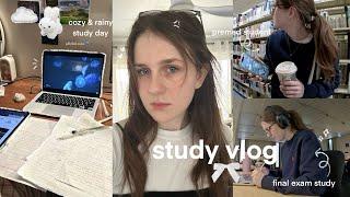 STUDY VLOG ️ final exam prep, premed study routine, long library day, busy week & cozy rainy study