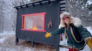 SNOWY off grid cabin overnight