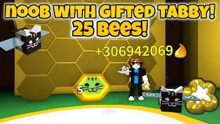 Noob With Gifted Tabby Bee! Gets 25 Bees in 1 Hour! (Bee Swarm Simulator)