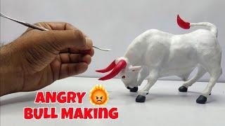 Clay Sculpting: ANGRY BULL, How to make animals with clay easy,clay modelling Bull,easy Cow