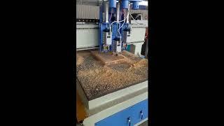 China 4x8 Size CNC Router with Multi spindles for sale by TechPro cnc