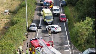 Emergency services are on scene of a two-vehicle collision blocking a major #Leeds route