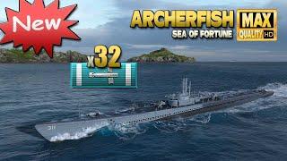 NEW submarine Archerfish on map "Sea of Fortune" - World of Warships