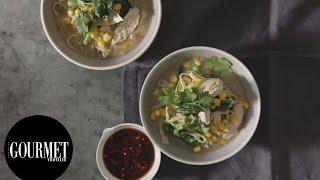 Chicken and egg noodle broth | Gourmet Traveller