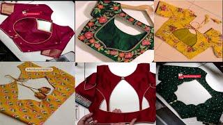 latest indian Saree k Blouse Designs 2024 Saree Blouse Design Boat Neck/Blouse Back Neck Designs