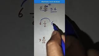 Easy math trick mixed fraction convert into decimal#maths #shorts