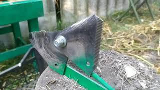 Ripping and pruning garlic. Serving the garlic pruner.