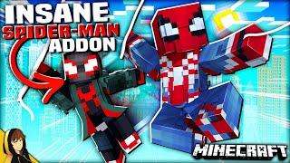 WEB SWINGING, COMBAT & TONS OF SUITS!?! | Minecraft Bedrock [Spider-Man Addon]