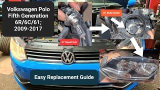 how to remove headlight | replace low beam bulb on Volkswagen Polo 2015 #headlamp