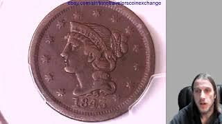 Coin Video of 1843 Large Cent PCGS Genuine Env. Damage - F Details M Head Lg Letters 37544934 Video