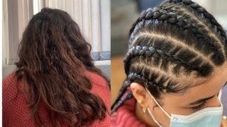 Braids (cornrows) on straight silky hair || how to cornrow || without hair extension