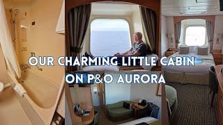 P&O Aurora Outside Cabin Tour D184, March 2024. Great Cabin, Nice Bathroom, Good Location.