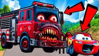 ️Big & Small vs Epic Escape️McQueen and Mater VS FIRE TRUCK ZOMBIE Eater Cars in BeamNG.Drive