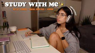 Study With Me med student, 50/10, real sound, pomodoro timer + fireplace sound s