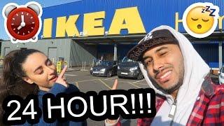 24 HOUR CHALLENGE IN IKEA ⏰ OVERNIGHT FORT!! 