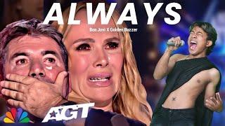 Golden Buzzer : All The Judges cried when he heard the song Bon Jovi with an extraordinary voice